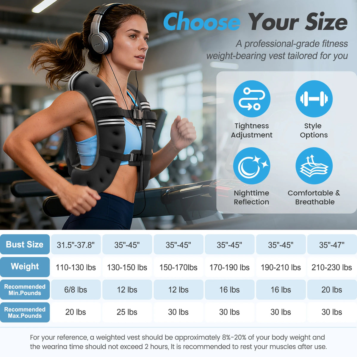 Adjustable Weighted Training Vest for Strength Running and Fitness Workouts
