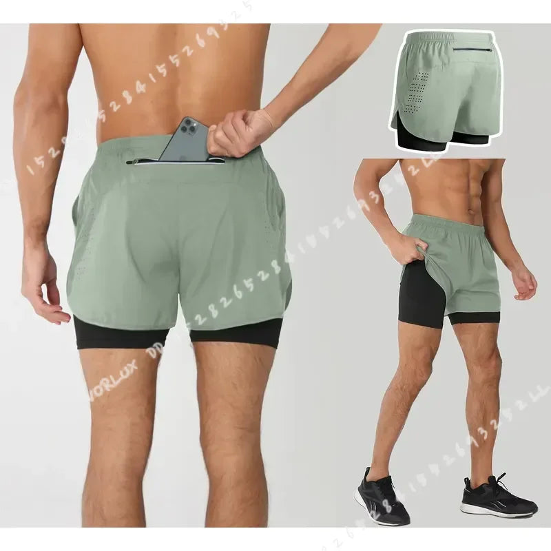 Women's Quick Dry Double Layer Running Shorts For Fitness Training