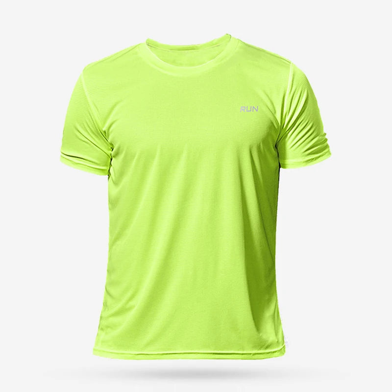 Men Summer Quick Dry Short Sleeve Gym T-Shirt Oversized Fitness Running Bodybuilding Sport Tops Jersey
