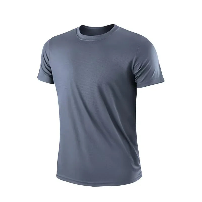 Men's Quick Dry Short Sleeve T-Shirt Moisture Wicking Round Neck Gym Running Training Exercise Sport Shirt Lightweight Tops