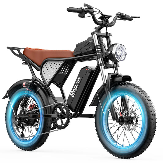 Bopzin C22-Z-25 Electric Bike 1500W 48V 25Ah Fat Tire Ebike for Adults 35MPH Full Suspension Off-Road 20" Dirt Motorcycle E-Bike