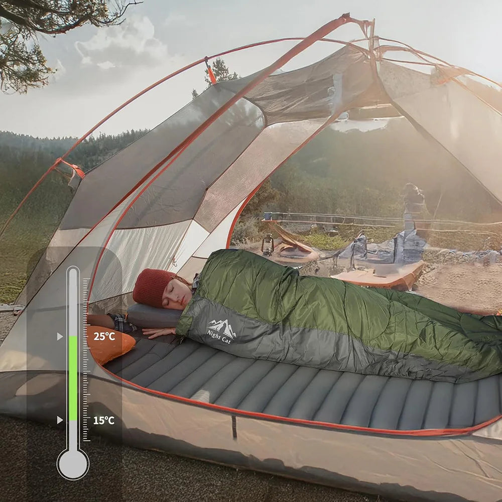 Night Cat Adult Camping Sleeping Bag for Three Seasons