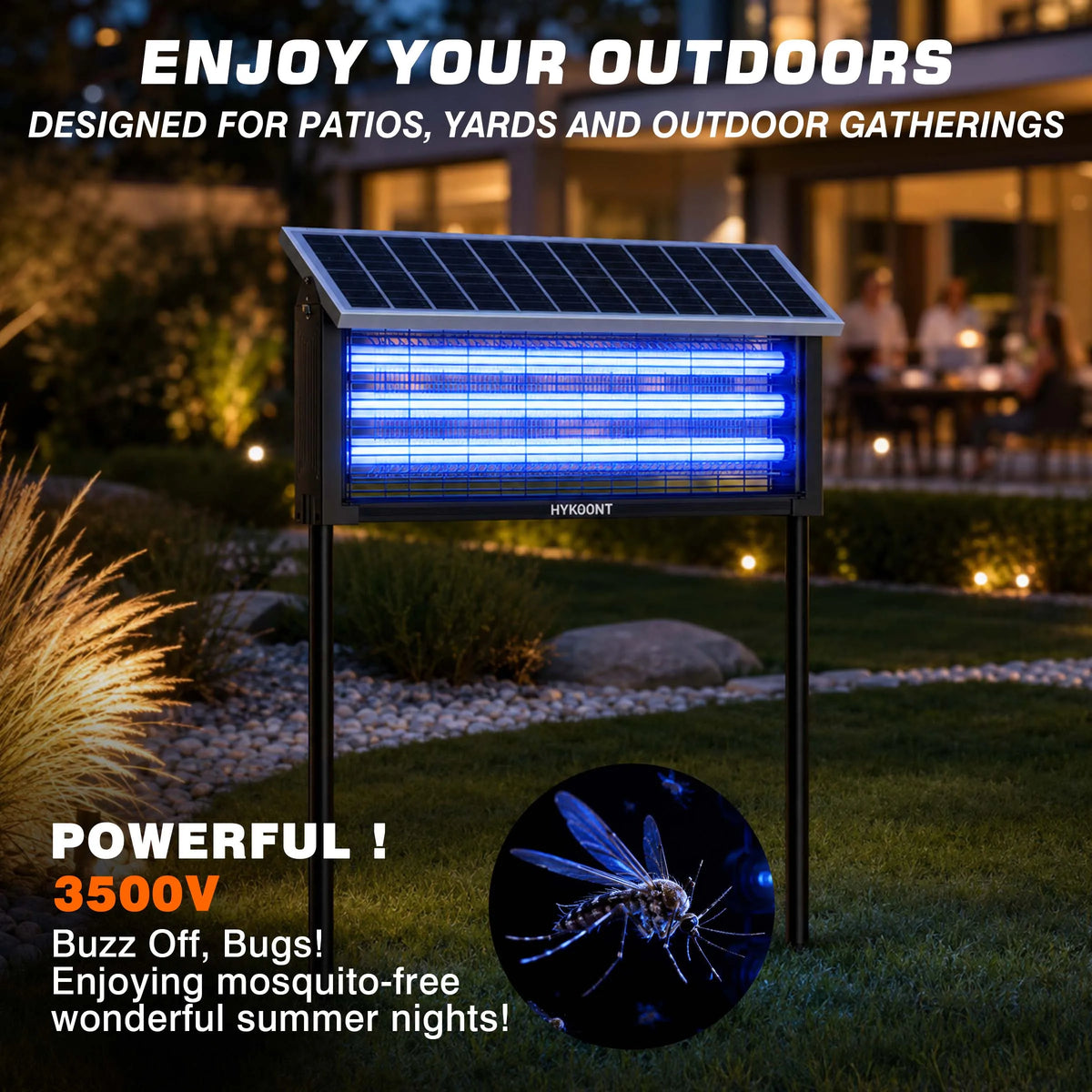HYKOONT Solar Bug Zapper Outdoor Mosquito Killer USB Rechargeable