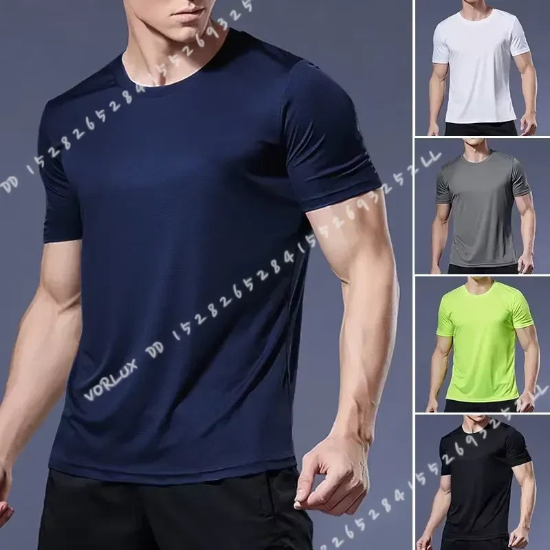 Men's Quick Dry Short Sleeve T-Shirt Moisture Wicking Round Neck Gym Running Training Exercise Sport Shirt Lightweight Tops