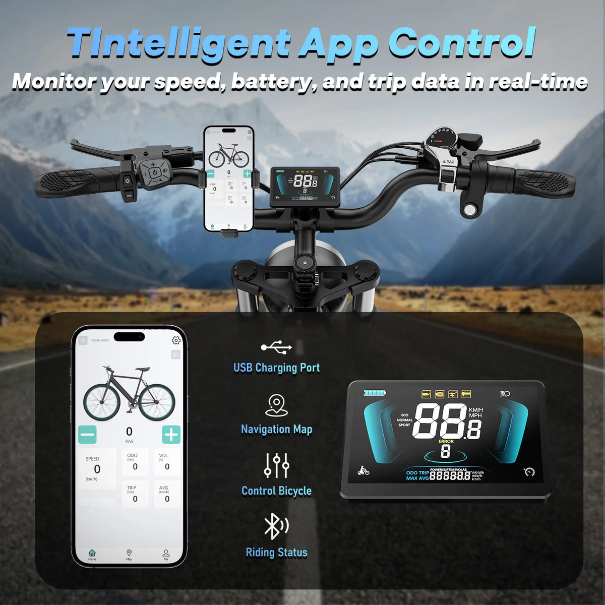 Bopzin C22-Z-25 Electric Bike 1500W 48V 25Ah Fat Tire Ebike for Adults 35MPH Full Suspension Off-Road 20" Dirt Motorcycle E-Bike
