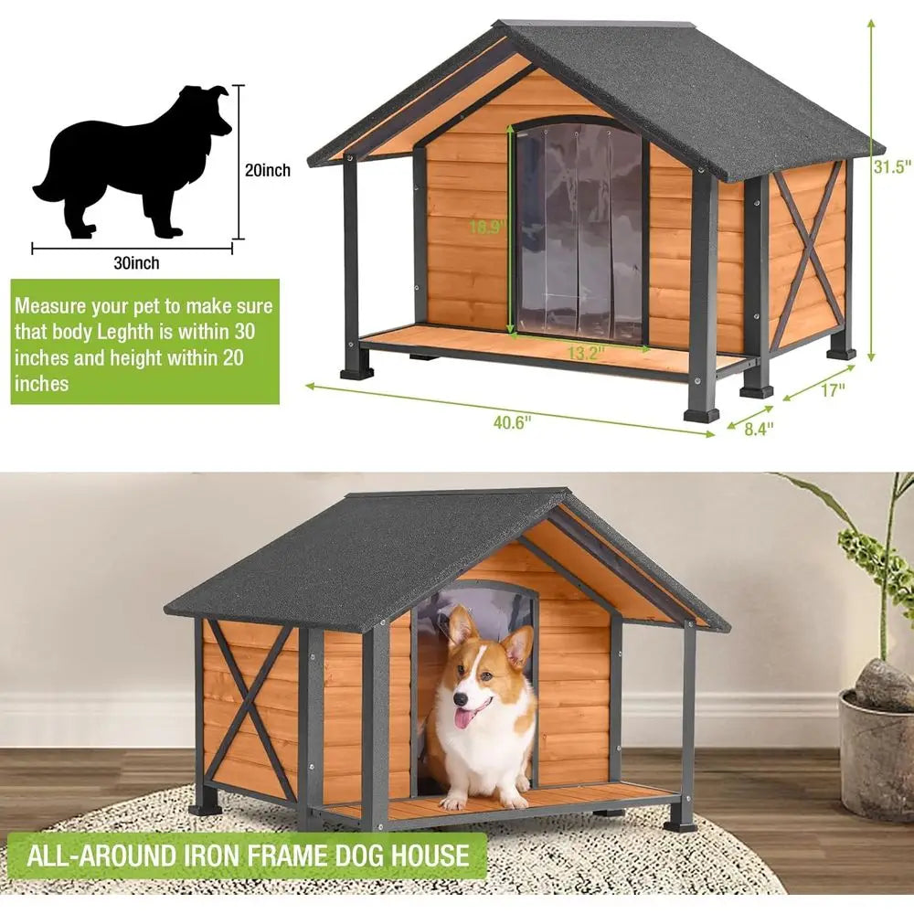 All Weather Indoor Outdoor Iron Frame Dog House Kennel
