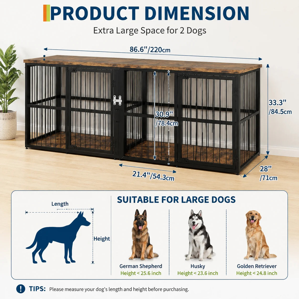 Double Dog Crate Furniture With Divider And Storage Cabinet